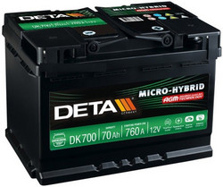 Аккумуляторная батарея Deta 70 А/ч, 760 А | Артикул DK700
