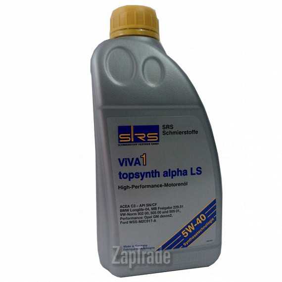 Купить моторное масло Srs VIVA 1 Topsynth Alpha LS 5W-40 Синтетическое | Артикул 7945