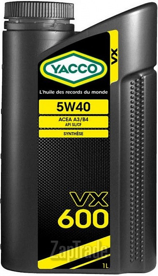 Купить моторное масло Yacco VX 600 Синтетическое | Артикул 302925