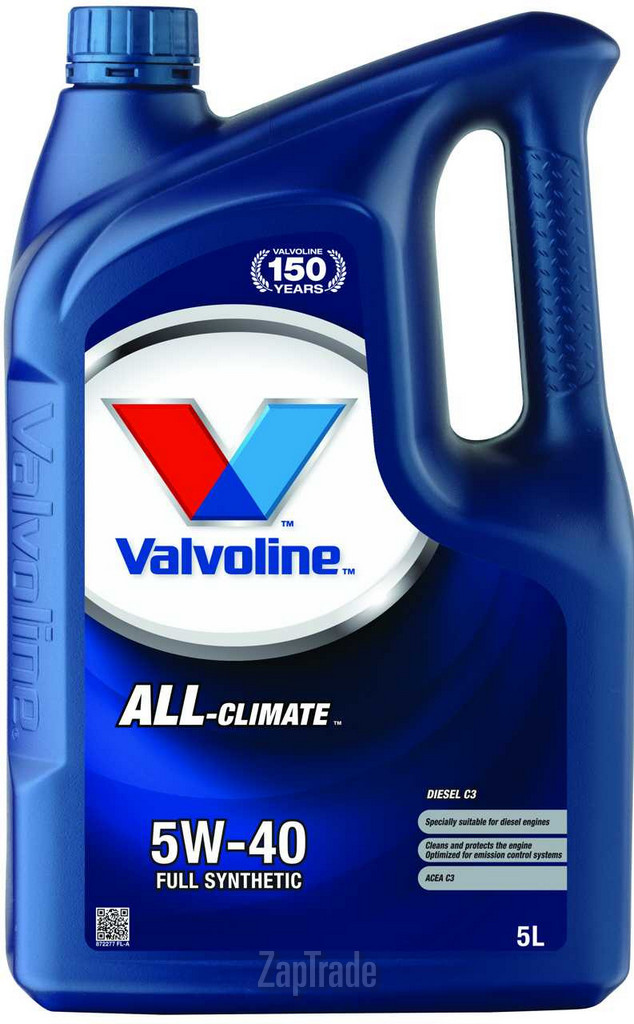 Купить моторное масло Valvoline ALL CLIMATE 5W-40, 5л Синтетическое | Артикул 872281