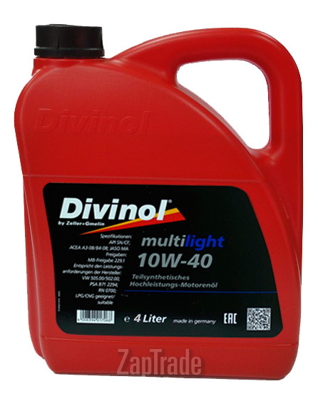 Купить моторное масло Divinol Multilight 10W-40 Полусинтетическое | Артикул 49610-K004