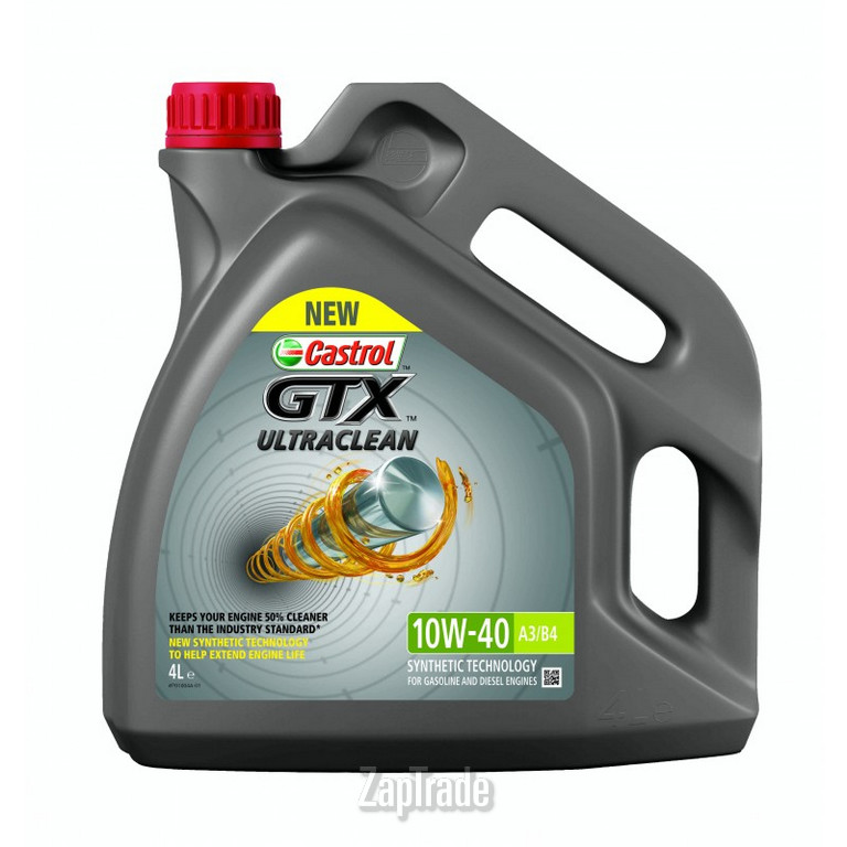 Купить моторное масло Castrol GTX ULTRACLEAN 10W-40 A3/B4 Синтетическое | Артикул 15A4E0