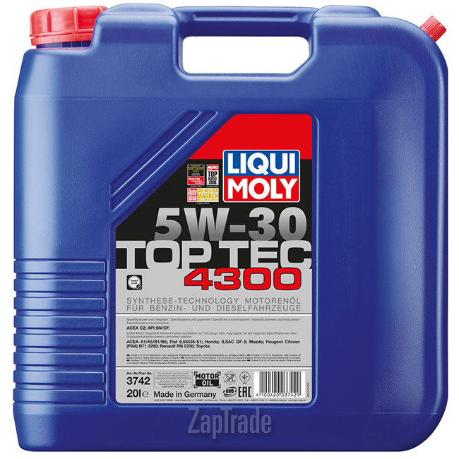 Купить моторное масло Liqui moly Top Tec 4300 Синтетическое | Артикул 3742